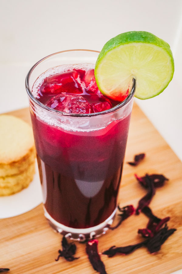 Zobo drink in a glass cup